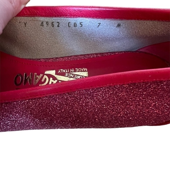SALVATORE ferragamo women red glit loafer- size US 7 - Picture 5 of 7